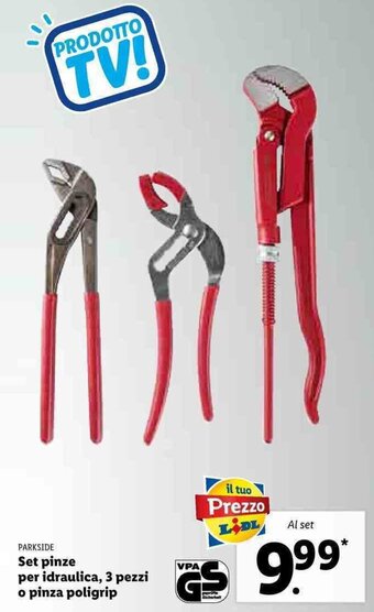 Lidl Parkside Set pinze per idraulica, 3 pezzi o pinza poligrip offerta