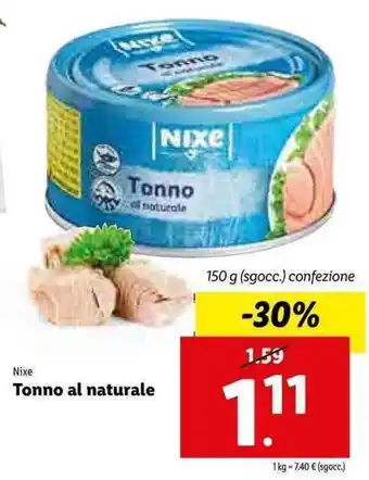 Lidl Nixe Tonno al naturale 150g offerta