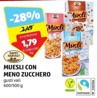 ALDI MUESLI CON MENO ZUCCHERO gusti vari 600/500 g offerta