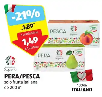 ALDI PERA/PESCA solo frutta italiana 6 x 200 ml offerta