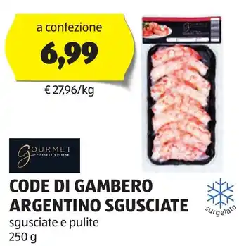 ALDI CODE DI GAMBERO ARGENTINO SGUSCIATE 250 g offerta