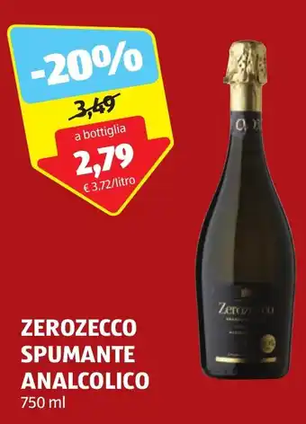 ALDI ZEROZECCO SPUMANTE ANALCOLICO 750 ml offerta