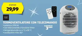 HOME Easy TERMOVENTILATORE CON TELECOMANDO