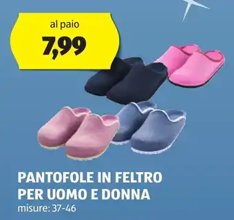 ALDI PANTOFOLE IN FELTRO PER UOMO E DONNA offerta