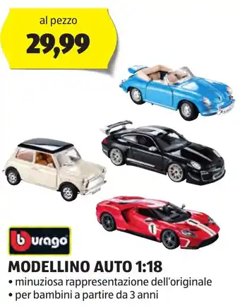 ALDI burago MODELLINO AUTO 1:18 offerta