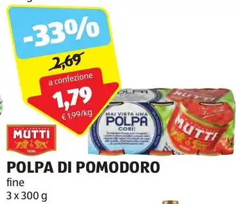 ALDI MUTTI POLPA DI POMODORO 3 x 300 g offerta