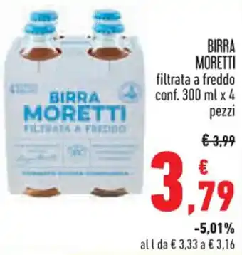 Spazio Conad BIRRA MORETTI filtrata a freddo conf. 300 ml x 4 pezzi offerta