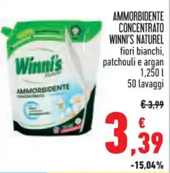 Spazio Conad AMMORBIDENTE CONCENTRATO WINNI'S NATUREL fiori bianchi, patchouli e argan 1,250 l 50 lavaggi offerta