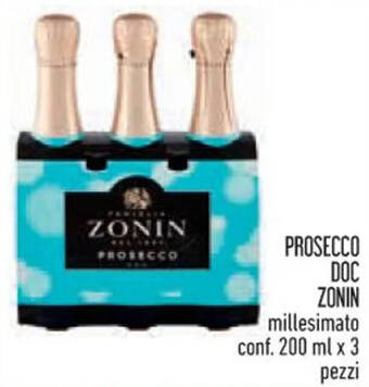Spazio Conad PROSECCO DOC ZONIN millesimato conf. 200 ml x 3 pezzi offerta