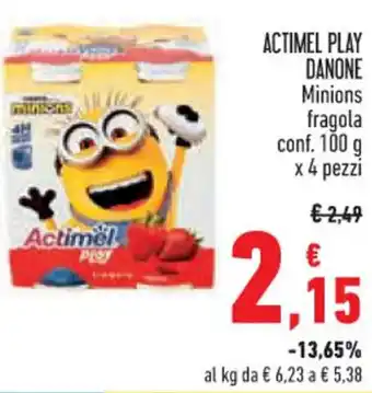 Spazio Conad ACTIMEL PLAY DANONE Minions fragola conf. 100 g x 4 pezzi offerta
