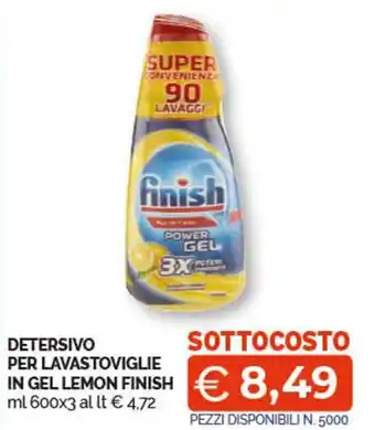DETERSIVO PER LAVASTOVIGLIE IN GEL LEMON FINISH ml 600x3