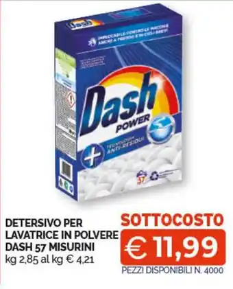 DETERSIVO PER LAVATRICE IN POLVERE DASH 57 MISURINI kg 2,85