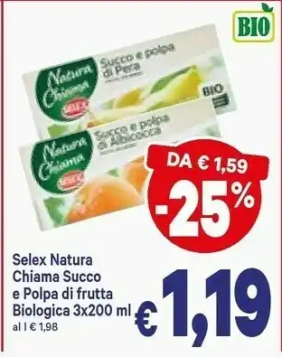 A&O Selex Succo E Polpa Di Albicocca Natura Chiama Biologico 600 G(ml) offerta