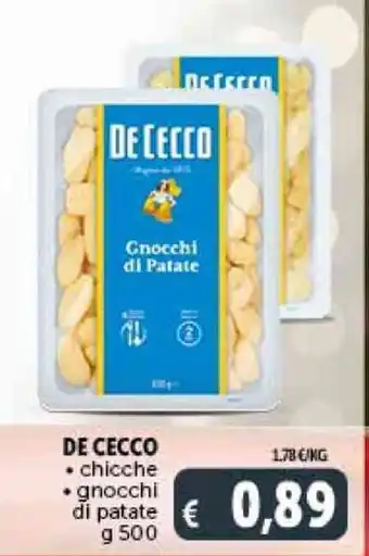 Deco Supermercati DE CECCO chicche, gnocchi di patate g 500 offerta