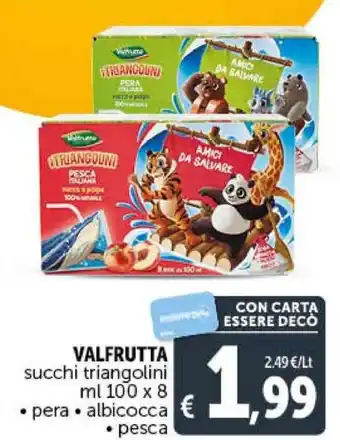 Deco Supermercati VALFRUTTA succhi triangolini ml 100 x 8 offerta