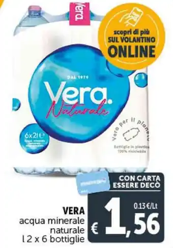 VERA acqua minerale naturale l 2 x 6 bottiglie