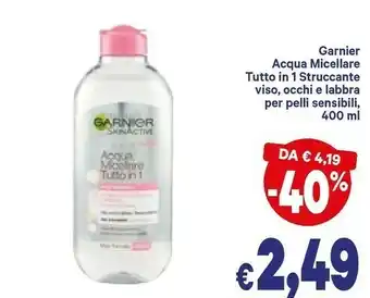 A&O Garnier Acqua Micellare Tutto In 1 Struccante Viso, Occhi E Labbra Per Pelli Sensibili offerta