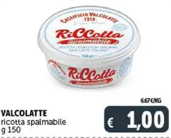 Deco Supermercati VALCOLATTE ricotta spalmabile g 150 offerta