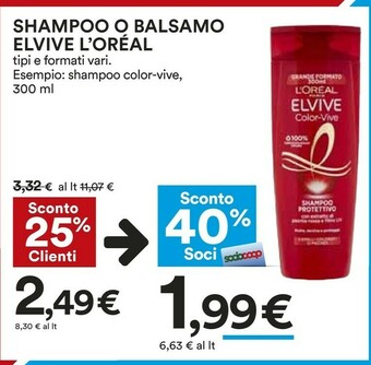 Coop L'Oreal Elvive Shampoo/Balsamo offerta