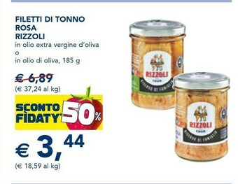 Esselunga Rizzoli FIletti Di Tonno Rosa In Olio Extravergine Di Oliva offerta