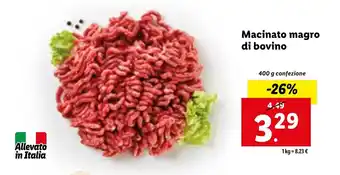 Lidl Macinato magro di bovino 400 g confezione offerta