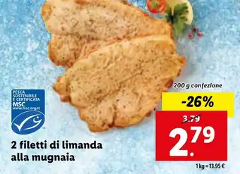 Lidl 2 filetti di limanda alla mugnaia 200 g confezione offerta