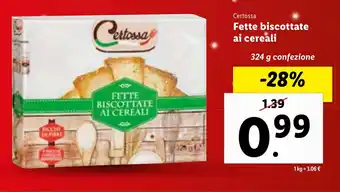 Lidl Certossa Fette biscottate ai cereali 324 g confezione offerta