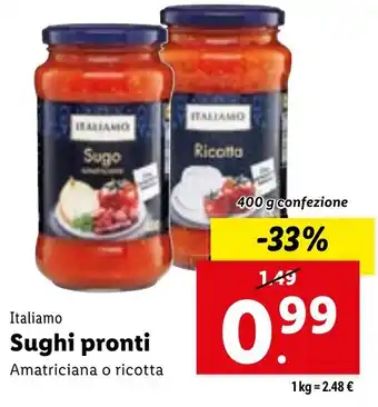 Lidl Italiamo Sughi pronti 400 g confezione offerta