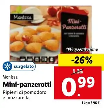 Lidl Monissa Mini-panzerotti 250 g confezione offerta