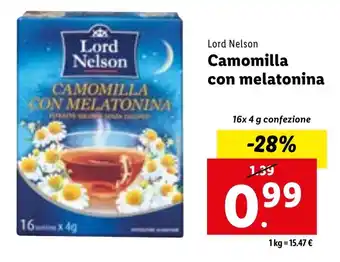 Lord Nelson Camomilla con melatonina 16x 4 g confezione