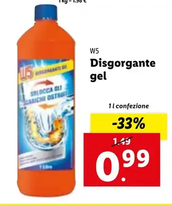 Lidl W5 Disgorgante 1 l confezione offerta