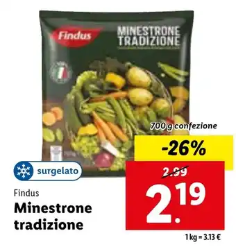 Lidl Findus MINESTRONE TRADIZIONE 700 g confezione offerta