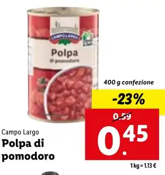 Lidl Campo Largo Polpa di pomodoro 400 g confezione offerta