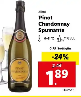 Lidl Allini Pinot Chardonnay Spumante 0,75 l bottiglia offerta