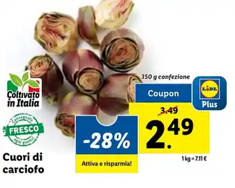 Lidl Cuori di carciofo 350 g confezione offerta