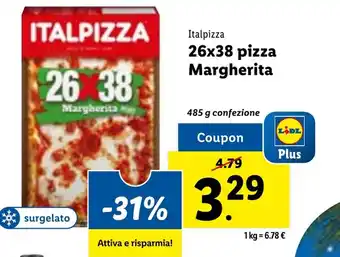 Lidl Italpizza 26x38 pizza Margherita 485 g confezione offerta