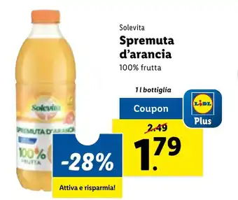 Lidl Solevita Spremuta d'arancia 1 l bottiglia offerta