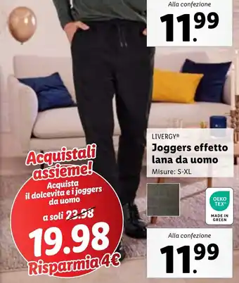 Lidl LIVERGY Joggers effetto lana da uomo offerta