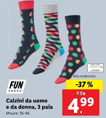Lidl FUN Calzini da uomo e da donna, 3 paia offerta