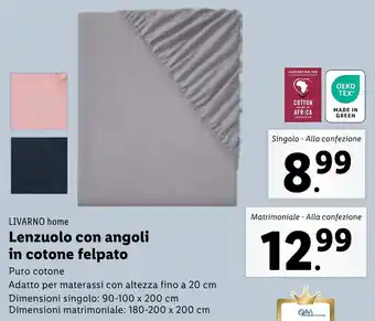Lidl LIVARNO home Lenzuolo con angoli in cotone felpato Matrimoniale offerta