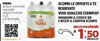 Deco Supermercati Acqua panna Acqua Minerale Naturale 1500 G(ml) offerta