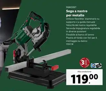 Lidl PARKSIDE Sega a nastro per metallo offerta
