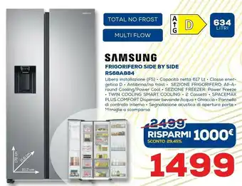 Euronics Samsung RS68A8841S9 Frigorifero Side-by-side Libera Installazione 609 L E Grigio offerta