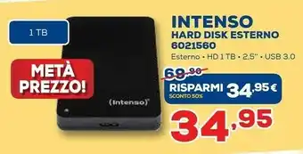 Euronics Intenso Hard Disk Esterno 6021560 offerta