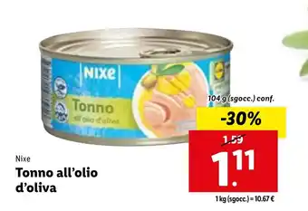 Lidl Nixe Tonno all'olio d'oliva 104 g (sgocc.) conf. offerta