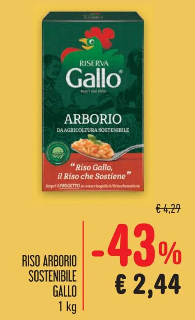 RISO ARBORIO SOSTENIBILE GALLO 1 kg offerta di Spazio Conad