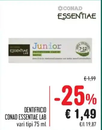 DENTIFRICIO CONAD ESSENTIAE LAB vari tipi 75 ml