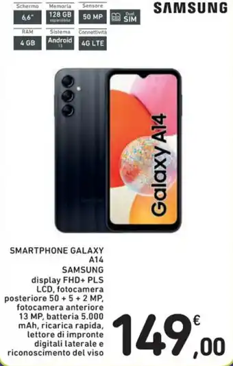 Spazio Conad SMARTPHONE GALAXY A14 SAMSUNG offerta