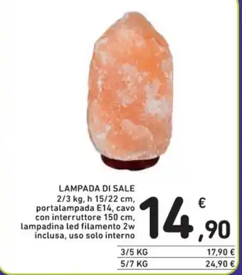 Spazio Conad LAMPADA DI SALE 2/3 kg, h 15/22 cm offerta