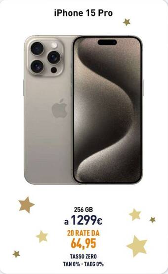 Unieuro iPhone 15 Pro 256 GB offerta